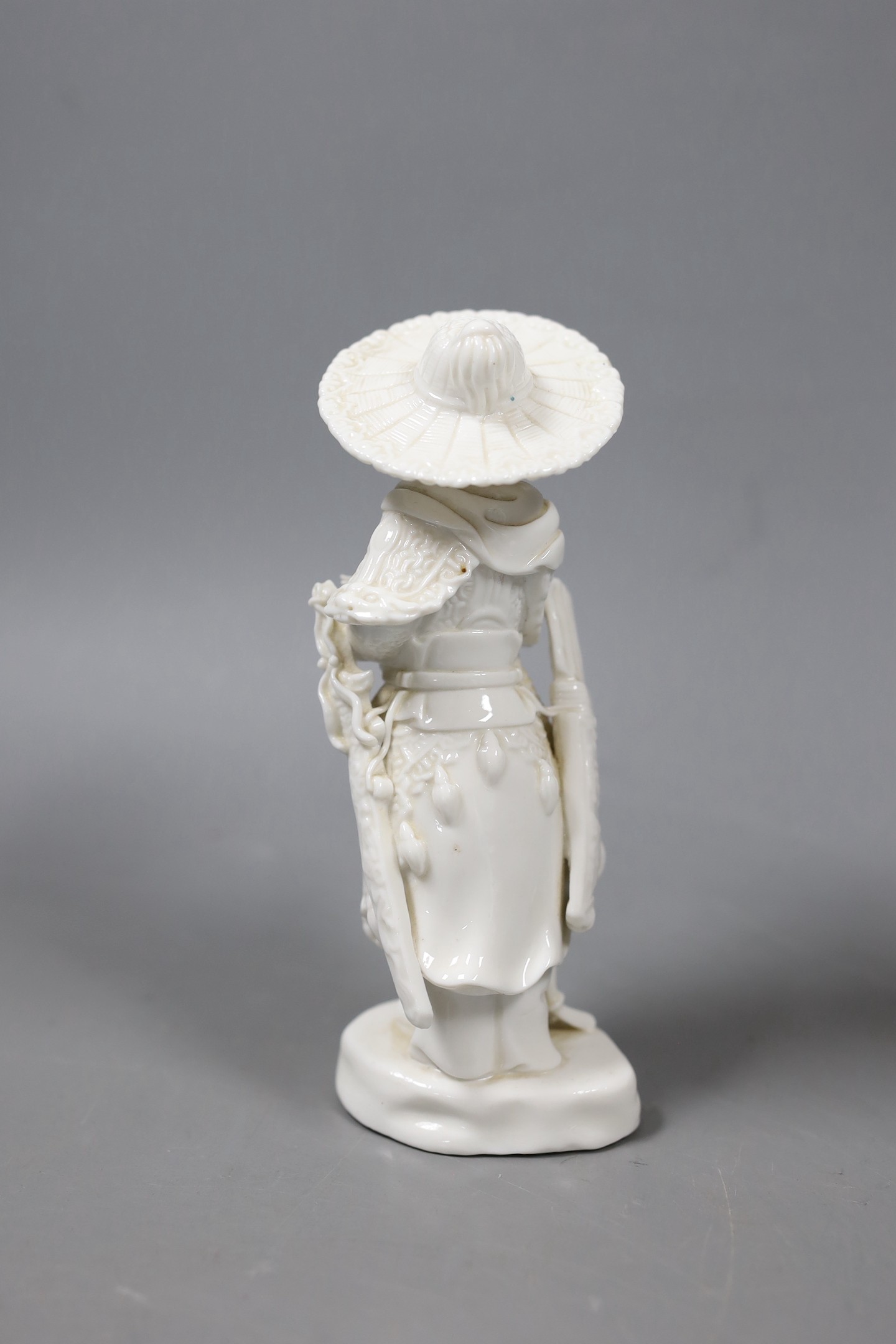A Chinese blanc-de-chine figure of Hua Mulan. 15.5cm high